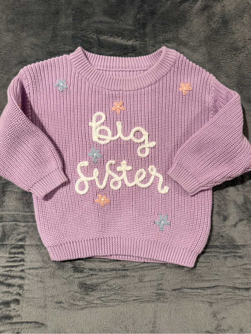 Lilac "Big Sister" Sweater - 12-18months